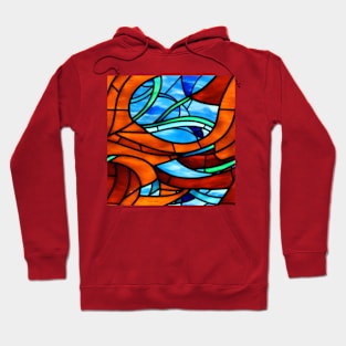 Stained Glass design pattern, seamless, reddish tone, fire design, geometrical, abstract design. Hoodie